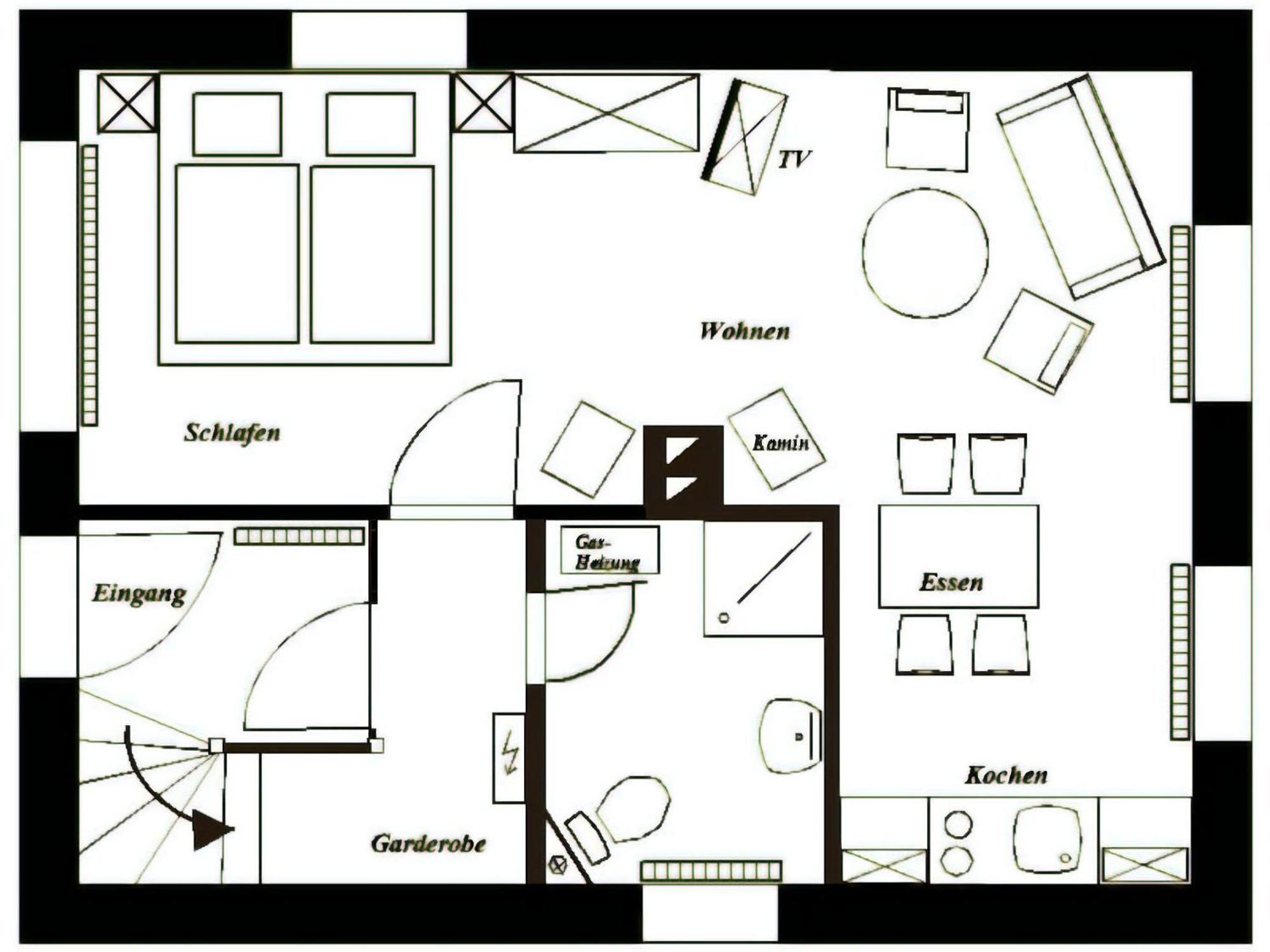 Gemuetliche Einraumwohnung Im Erdgeschoss Mit Doppelbett Und Kaminofen Benneckenstein Luaran gambar